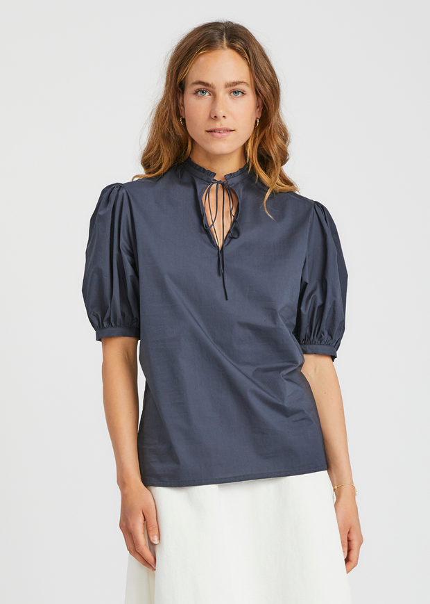 Tie Top With Ruffle Ink