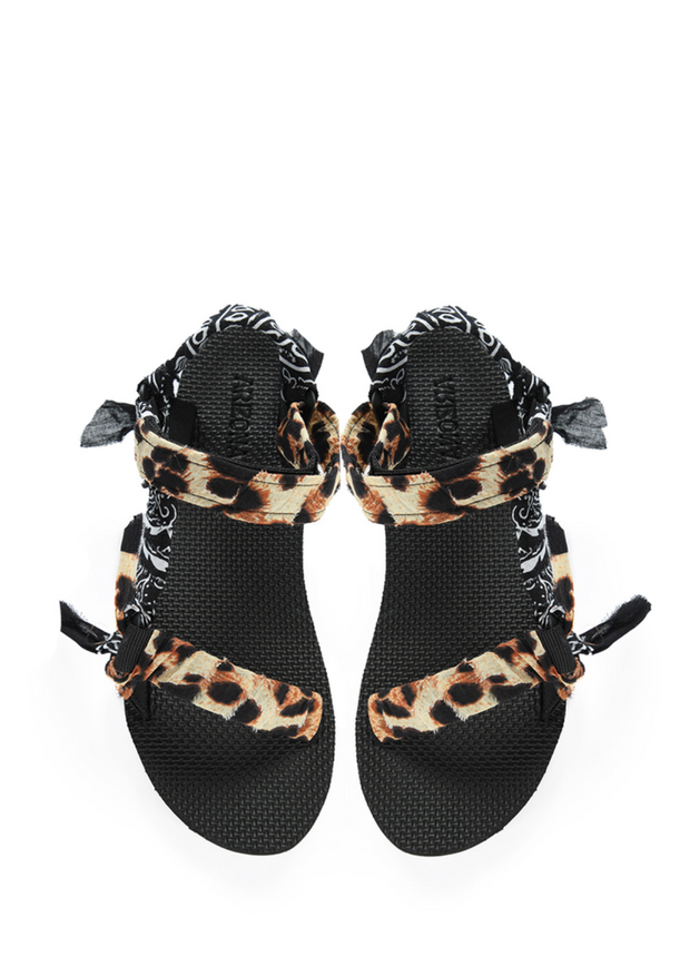 Trekky Sandals Leopard Print Black